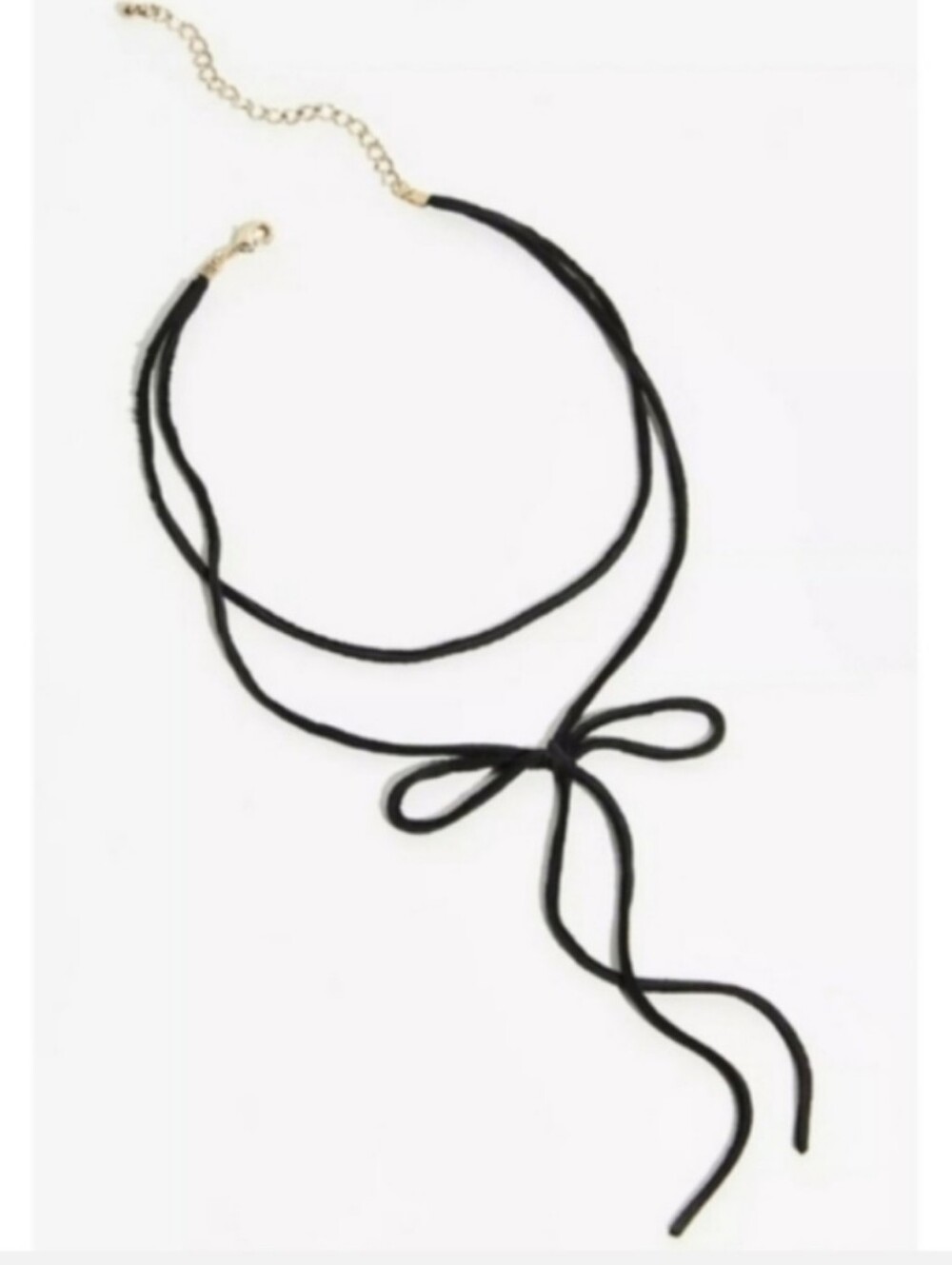 Free People Layered Suede Black Leather Bow Necklace